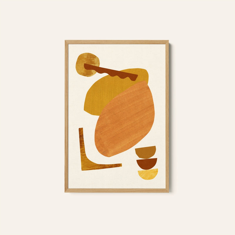Abstract Collage With Warm Shapes, Minimal Art, Minimalist Painting