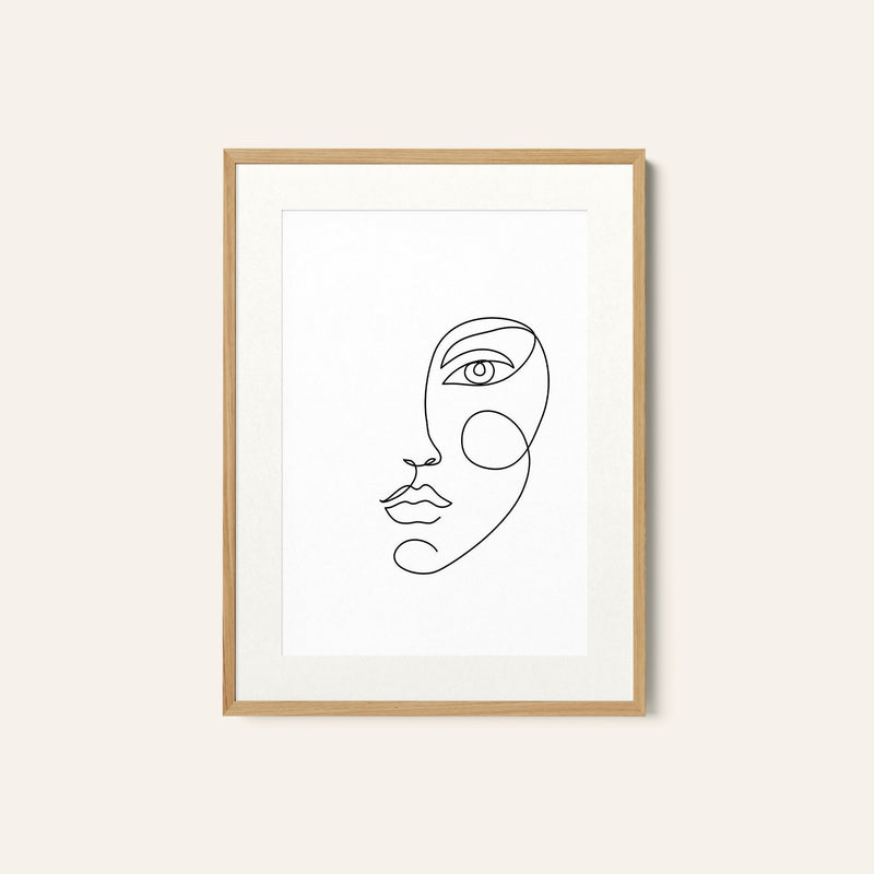 Abstract Face One Line Art