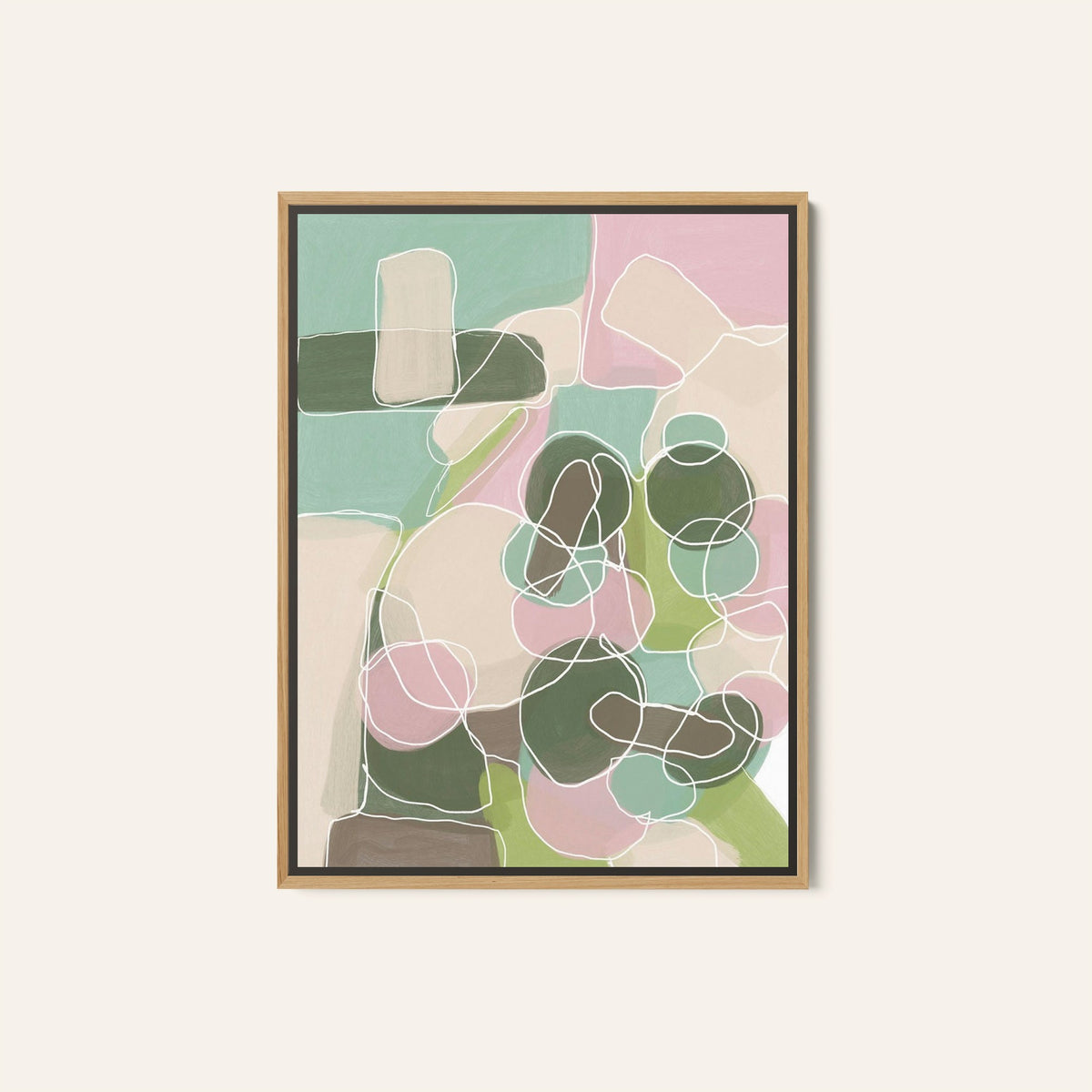 Abstract Green and Pink, Abstract Painting