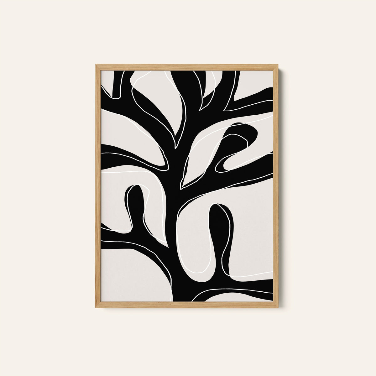 Abstract Twig Black and White, Minimal Art, Minimalist Painting