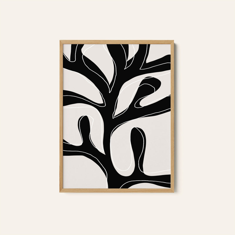Abstract Twig Black and White, Minimal Art, Minimalist Painting