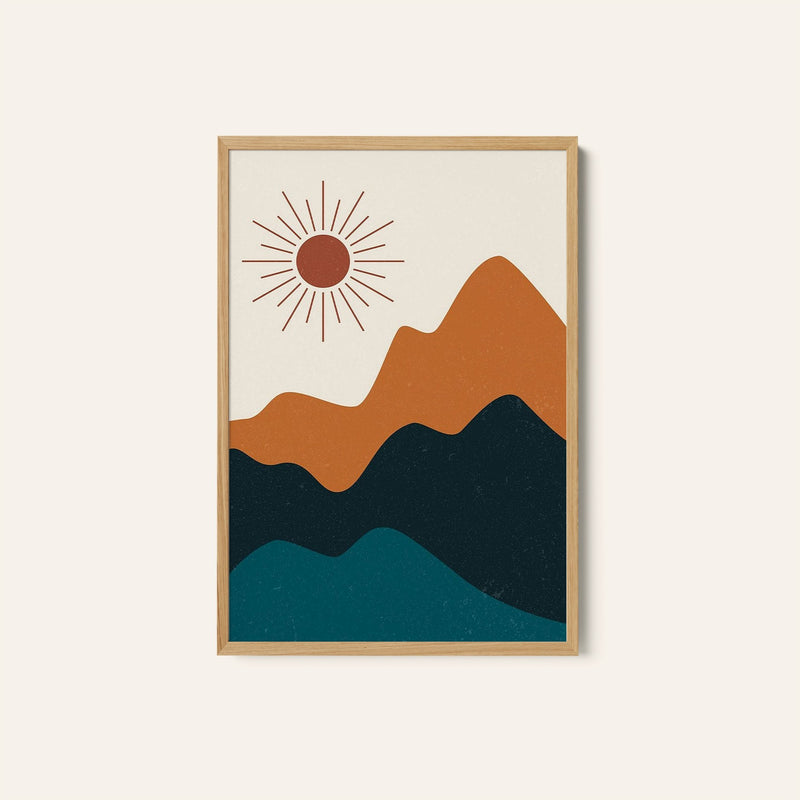 Boho Landscape Mountains 01, Boho Wall Art Painting