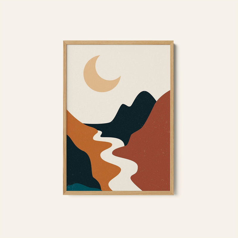 Boho Landscape Mountains 02, Boho Wall Art Painting