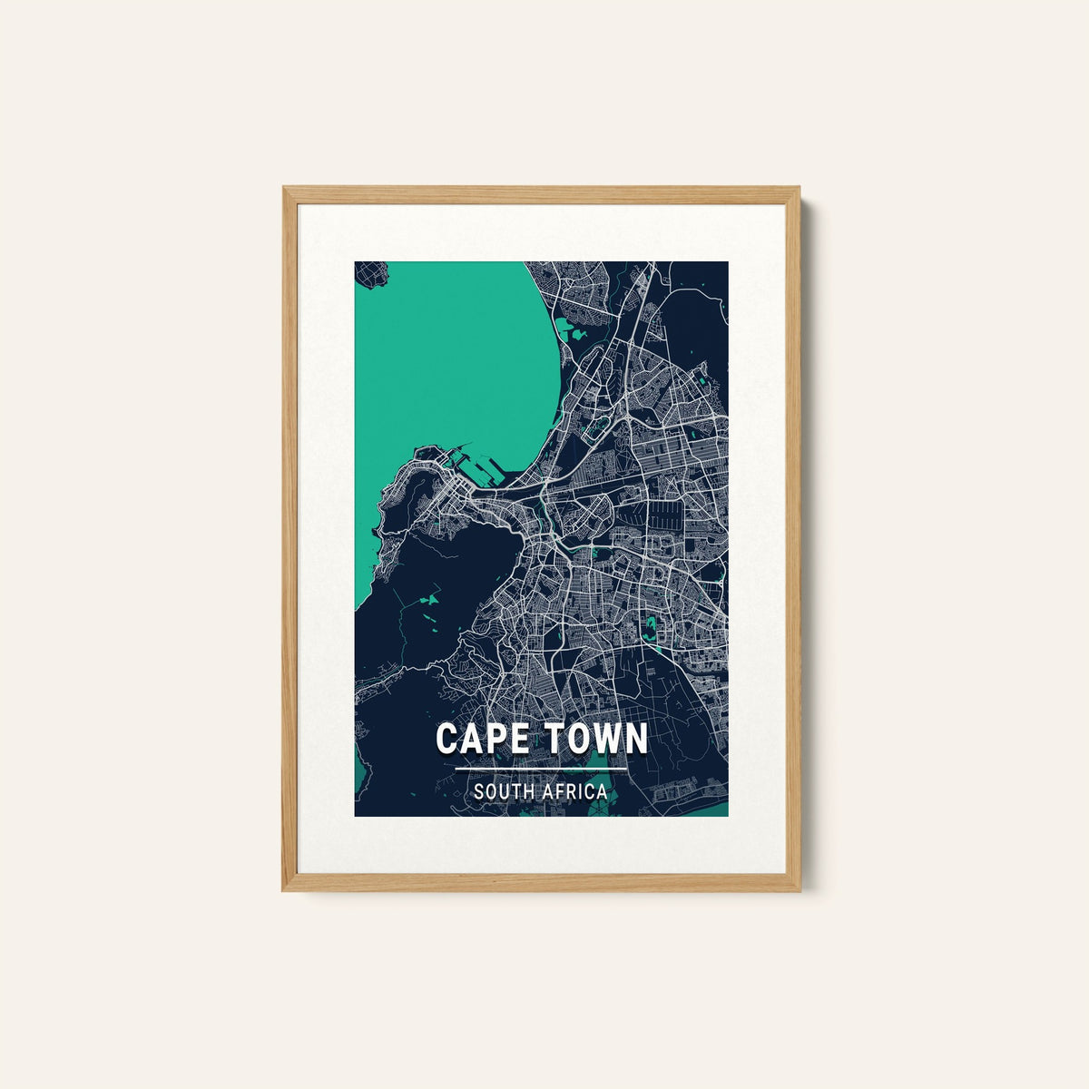Cape Town Blue Dark City Map