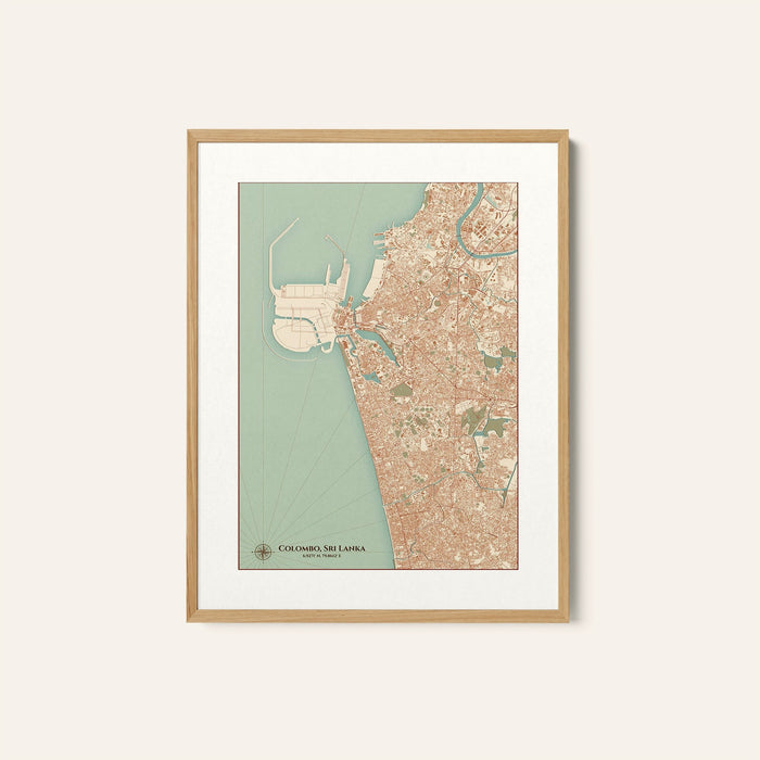 Colombo Vintage Style Map, Wall Art Prints