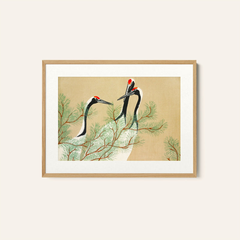 Cranes from Momoyogusa-Flowers II, Japanese Art Painting