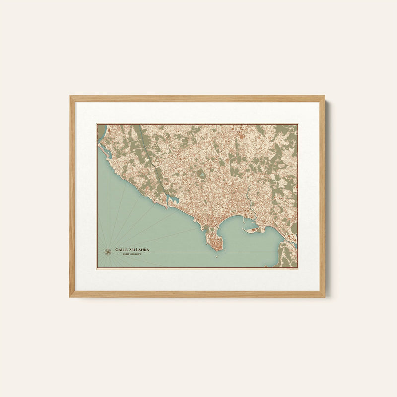 Galle Vintage Style Map, Wall Art Prints