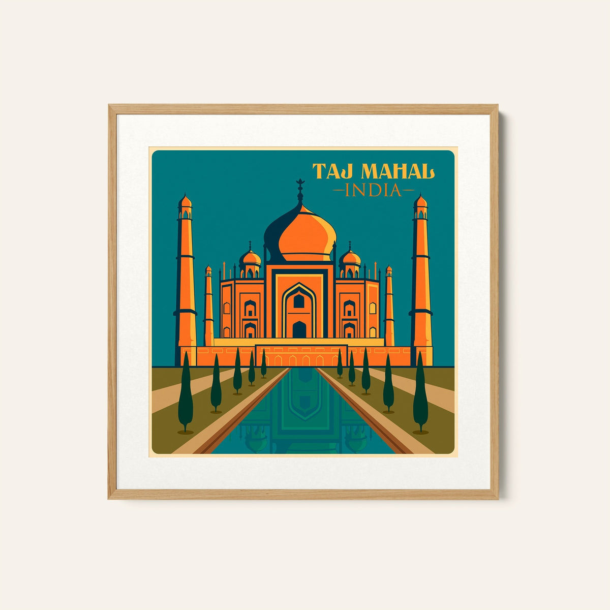 India Taj Mahal in Uttar Pradesh Travel Poster