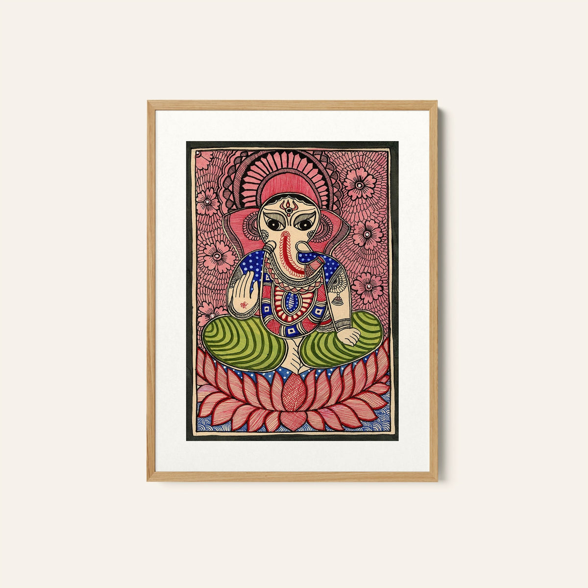 Madhubani Art Traditional Ganesha Blessings