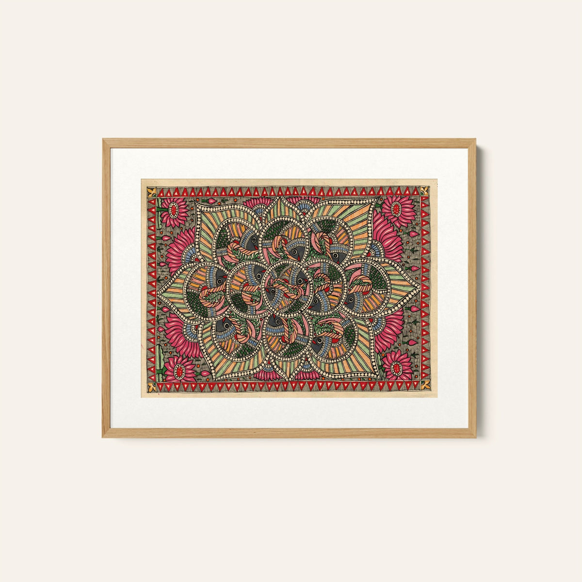 Madhubani Fish with Floral Art Madhubani Painting