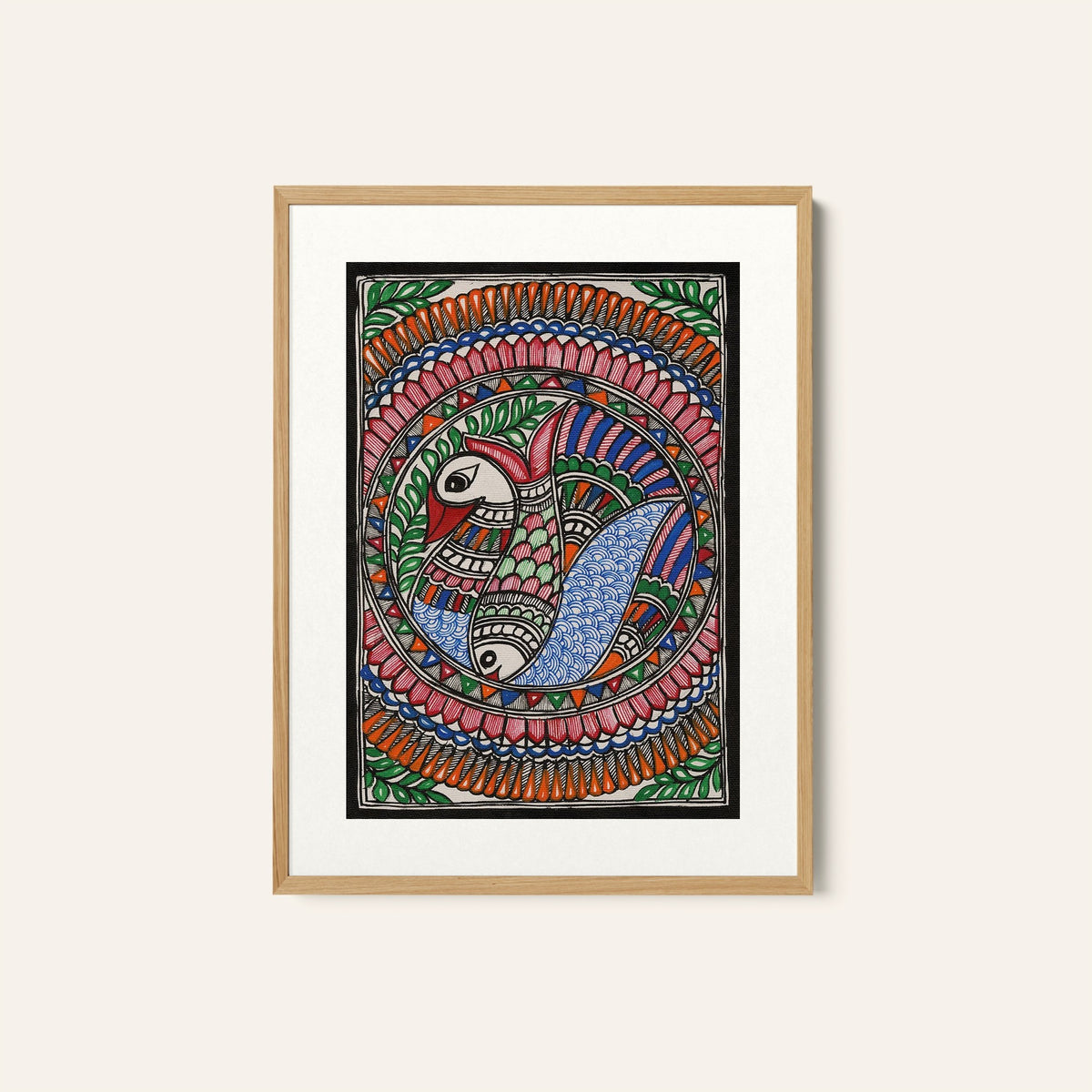 Madhubani Painting Fish Bird Art