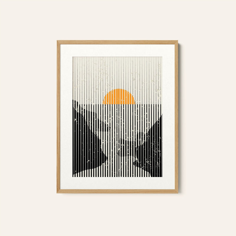 Mountains and Sun 01, Minimalist Art Painting