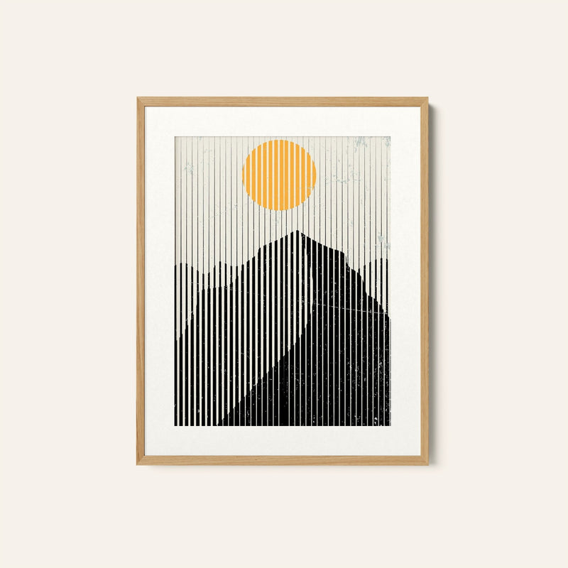 Mountains and Sun 02, Minimalist Art Painting