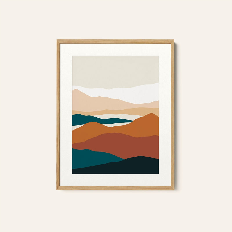 Mountains and Sun 04, Minimalist Art Painting
