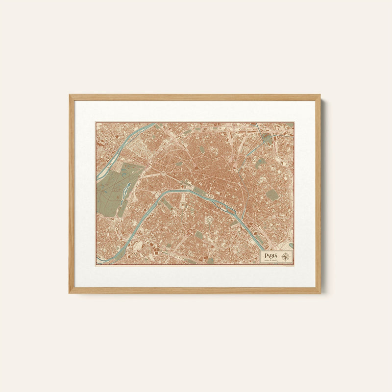 Paris Vintage Style Map, Wall Art Prints