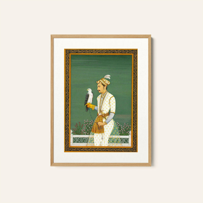 Portrait of a Prince with a Hawk, Mughal Miniature Paintings