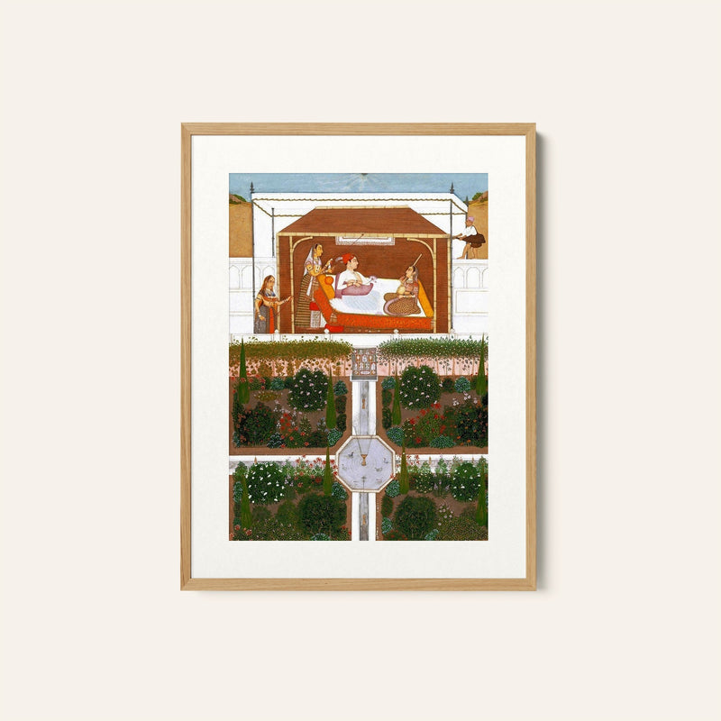 Prince in a garden, Mughal Miniature Paintings