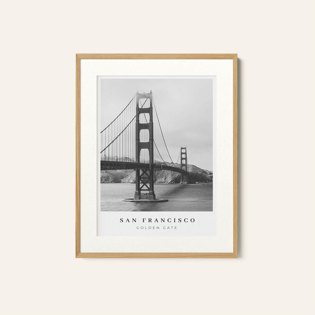 San Francisco Golden Gate BW, Black and white Painting