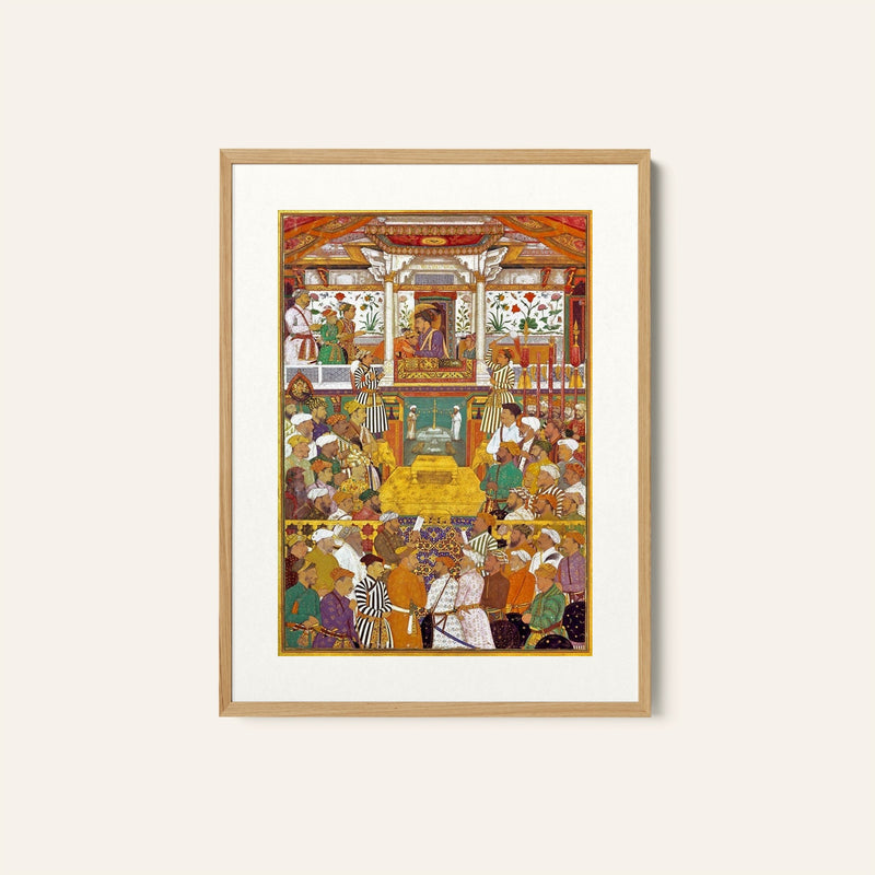 Shah jahan welcoming his sons, Mughal Miniature Paintings