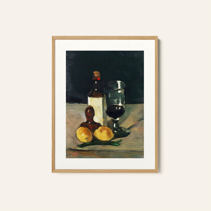 Still life with bottle glass lemons, Paul Cezanne Painting