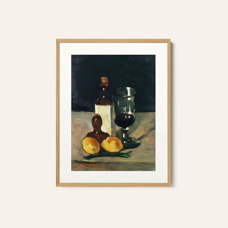Still life with bottle glass lemons, Paul Cezanne Painting