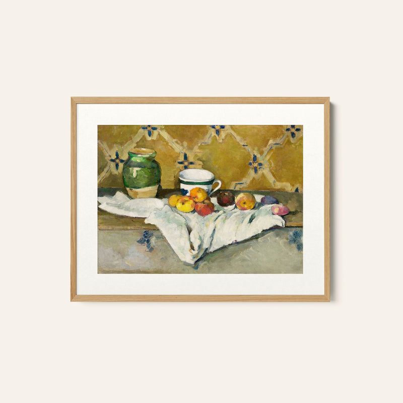 Still Life with Jar Cup and Apples, Paul Cezanne Painting