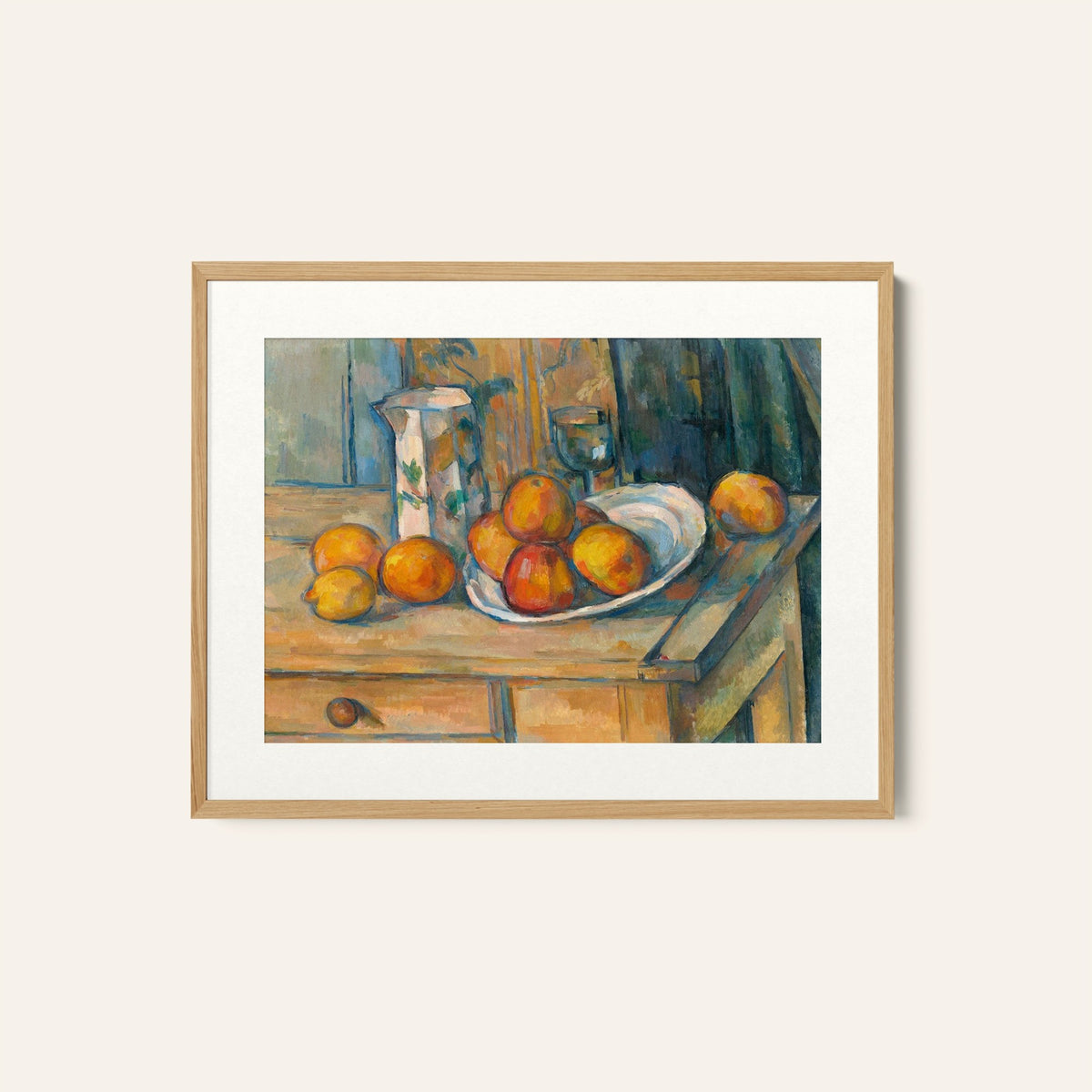 Still Life with Milk Jug and Fruit, Paul Cezanne Painting