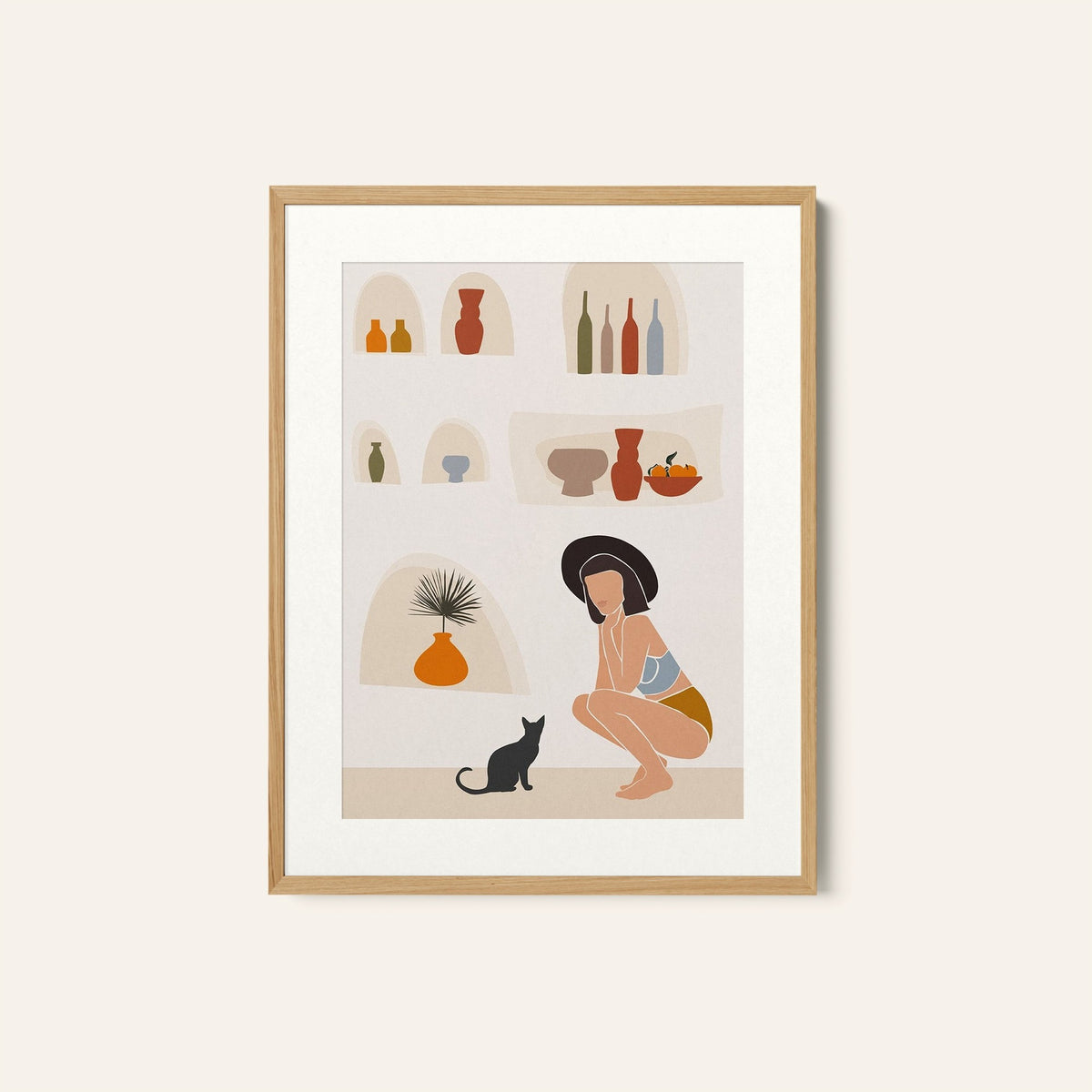 Summer with Cat, Fashion Art Painting