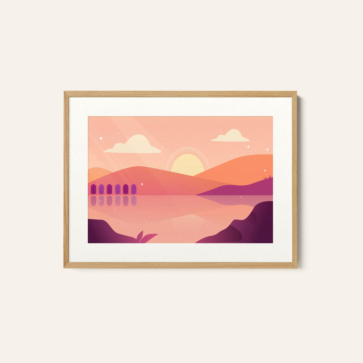 Sunset over Hills, Wall Art Prints