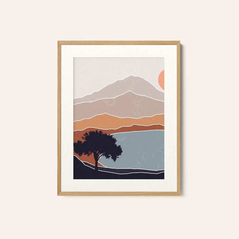 The Evening in Mountains 01, Minimalist Art Painting