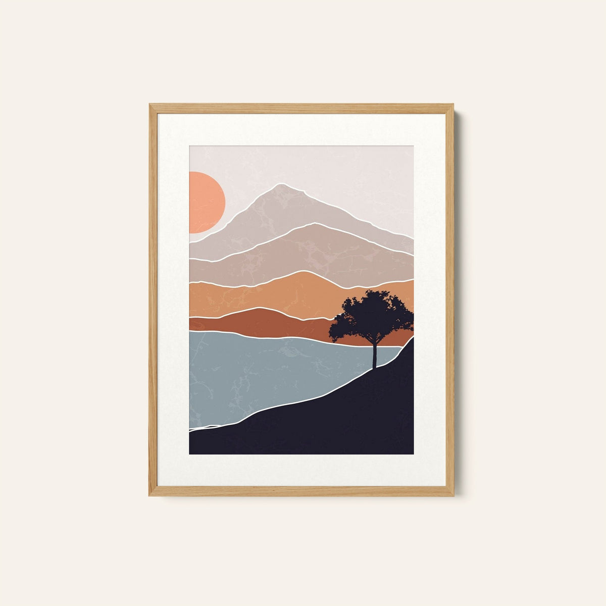 The Evening in Mountains 02, Minimalist Art Painting