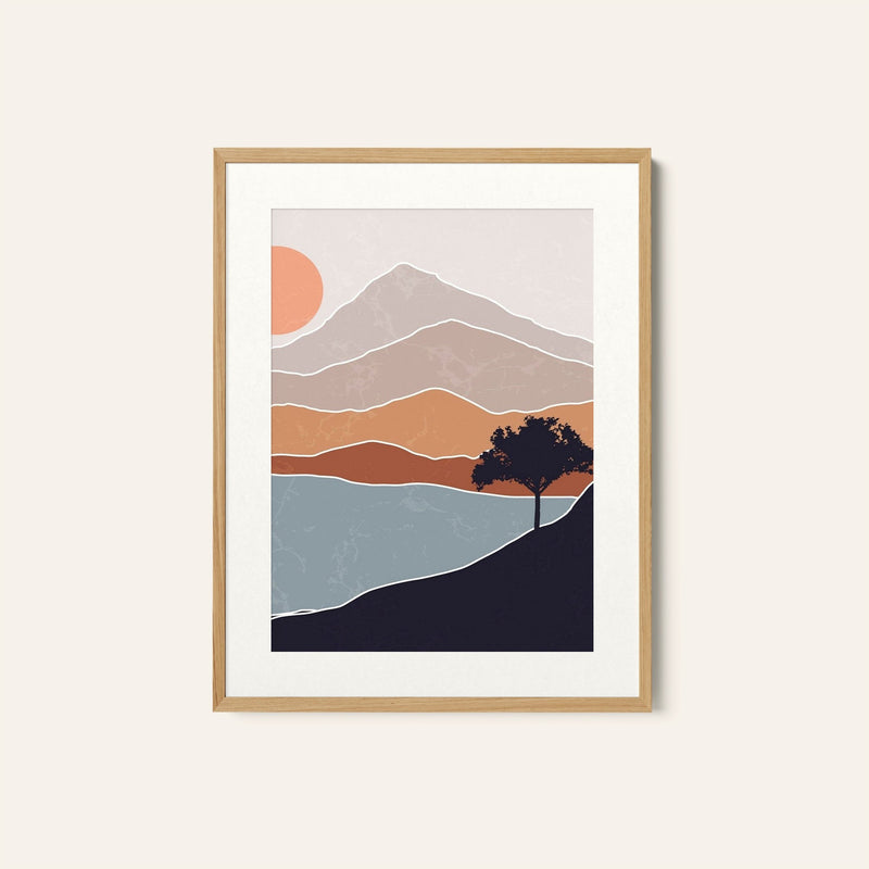 The Evening in Mountains 02, Minimalist Art Painting