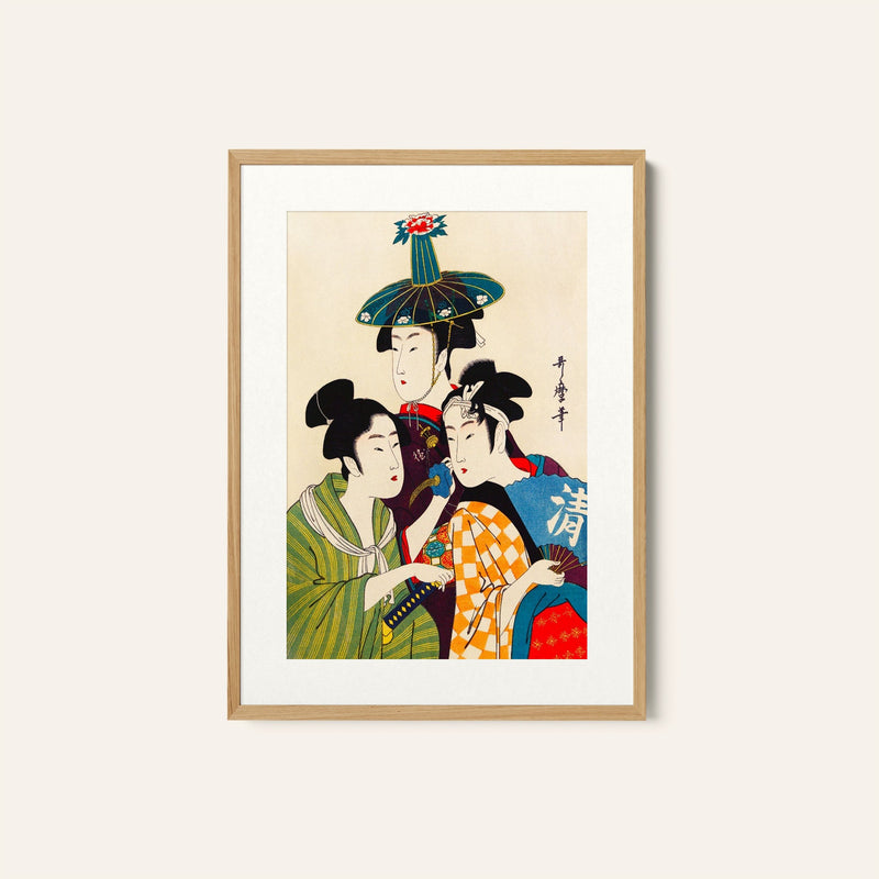 Three Young Men or Women by Utamaro Kitagawa, Japanese Art Painting