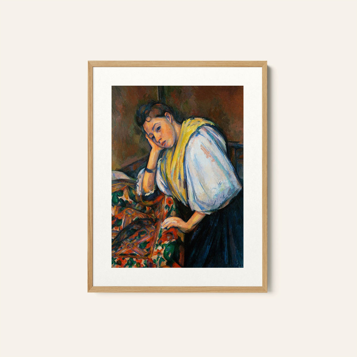 Young Italian Woman at a Table, Paul Cezanne Painting