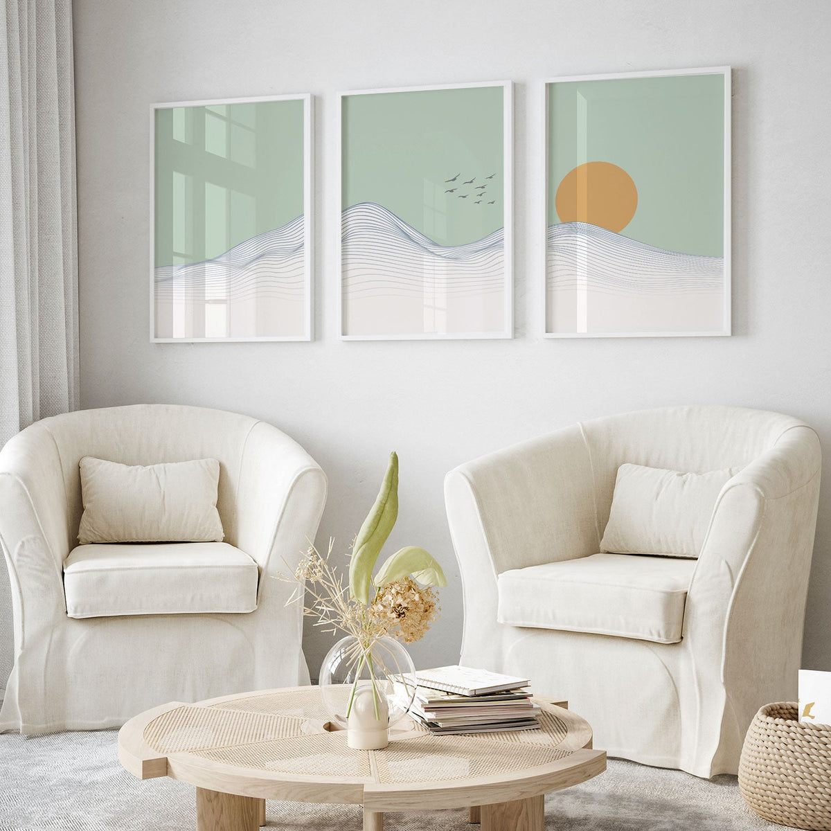 Abstract Art Landscape, Set of 3, Set of Three Paintings