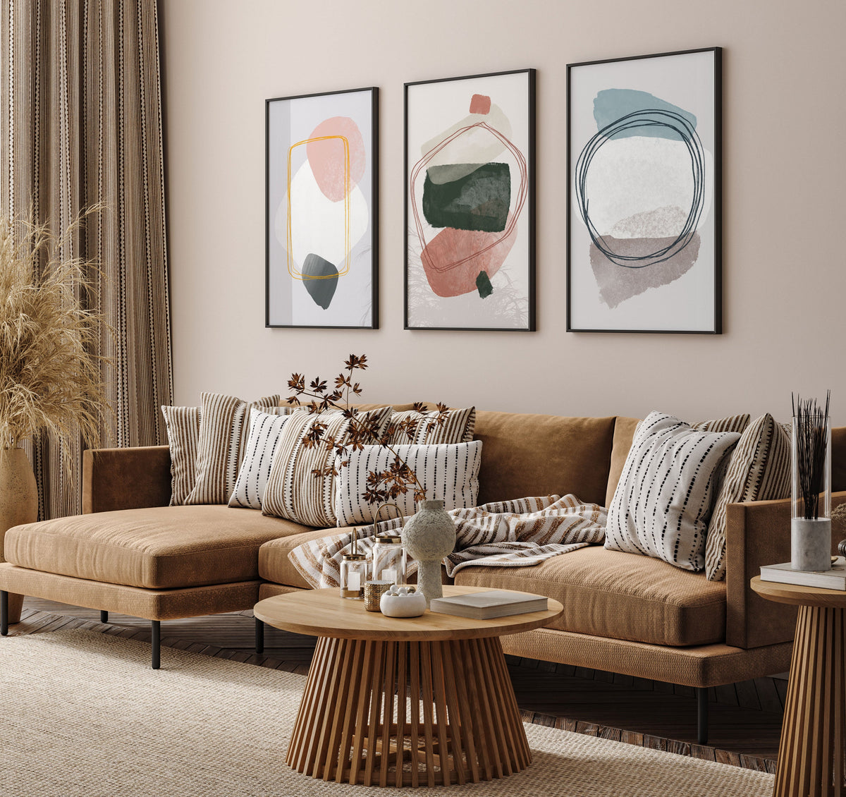 Abstract Geometry, Set of 3, Set of Three Paintings