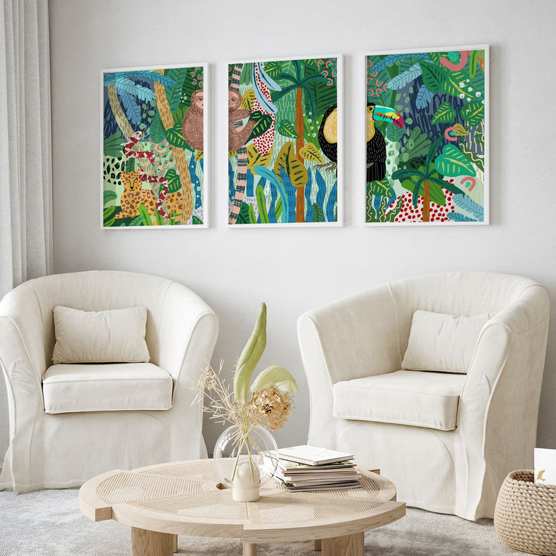 Abstract jungle, Set of 3, Set of Three Paintings