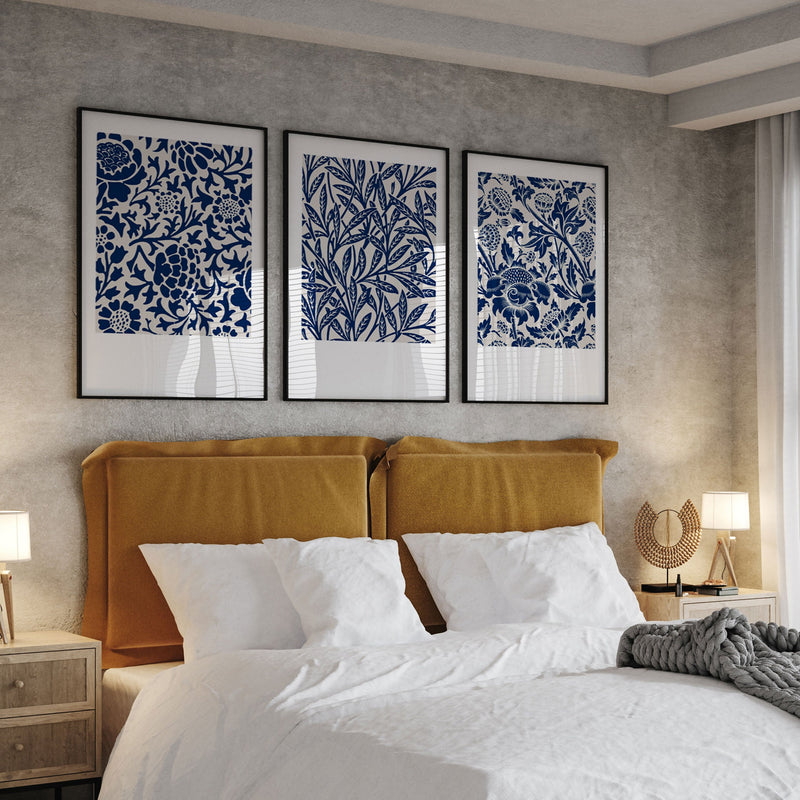 Botanical Oriental Pattern, Set of 3, Set of Three Paintings