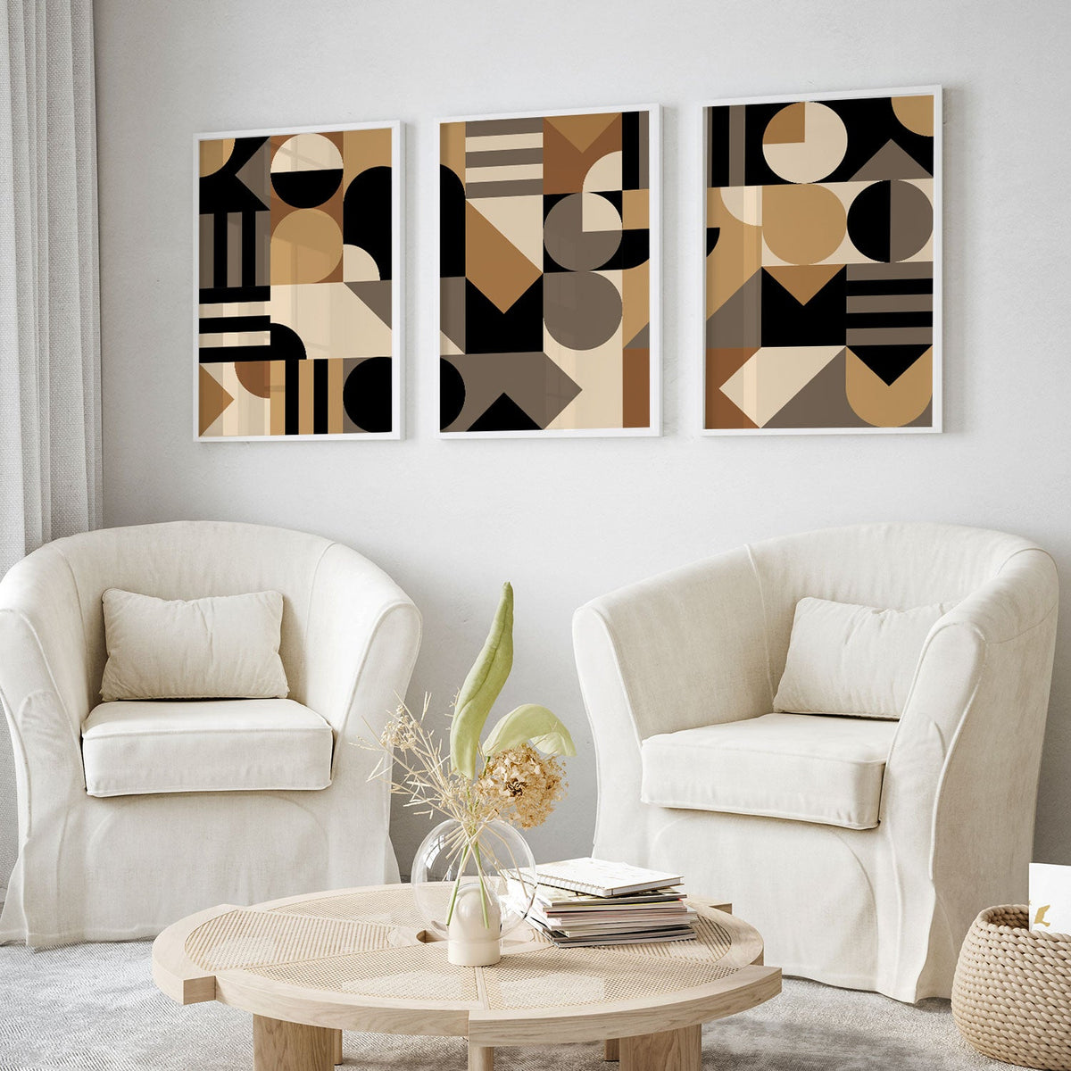 Buy Geometry Design Set of Three Paintings Online at Best Price ...