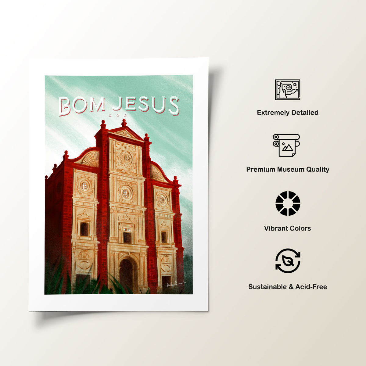BOM JESUS, Goa Poster, Travel Poster