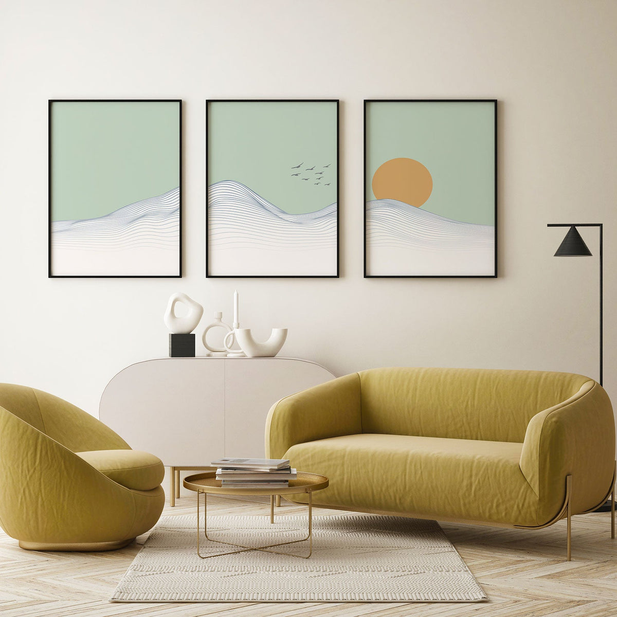 Abstract Art Landscape, Set of 3, Set of Three Paintings