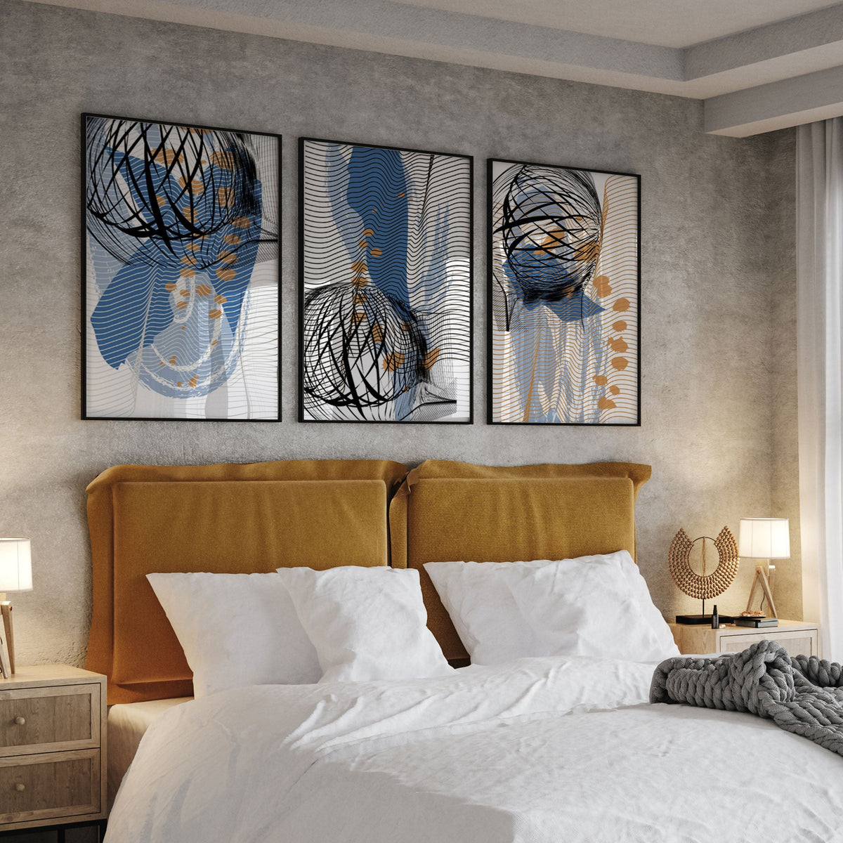 Abstract Art Minimal Cluster, Set of 3, Set of Three Paintings