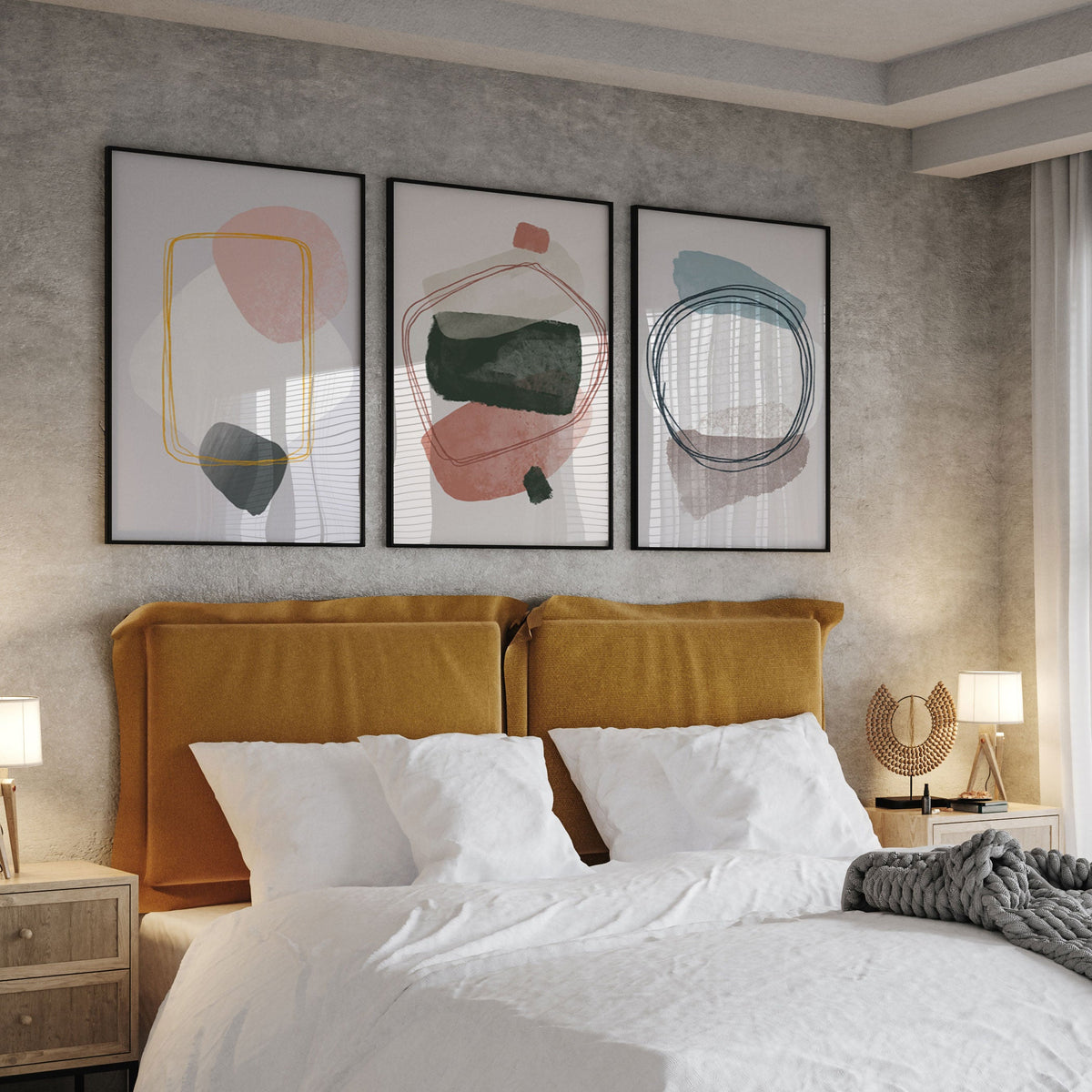Abstract Geometry, Set of 3, Set of Three Paintings