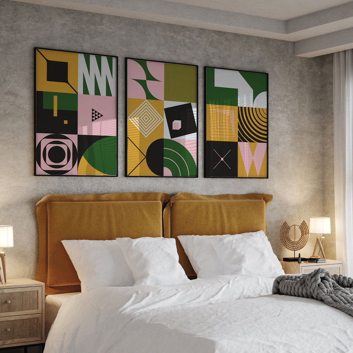 Buy Geometry Design 2 Set of Three Paintings Online at Best Price ...