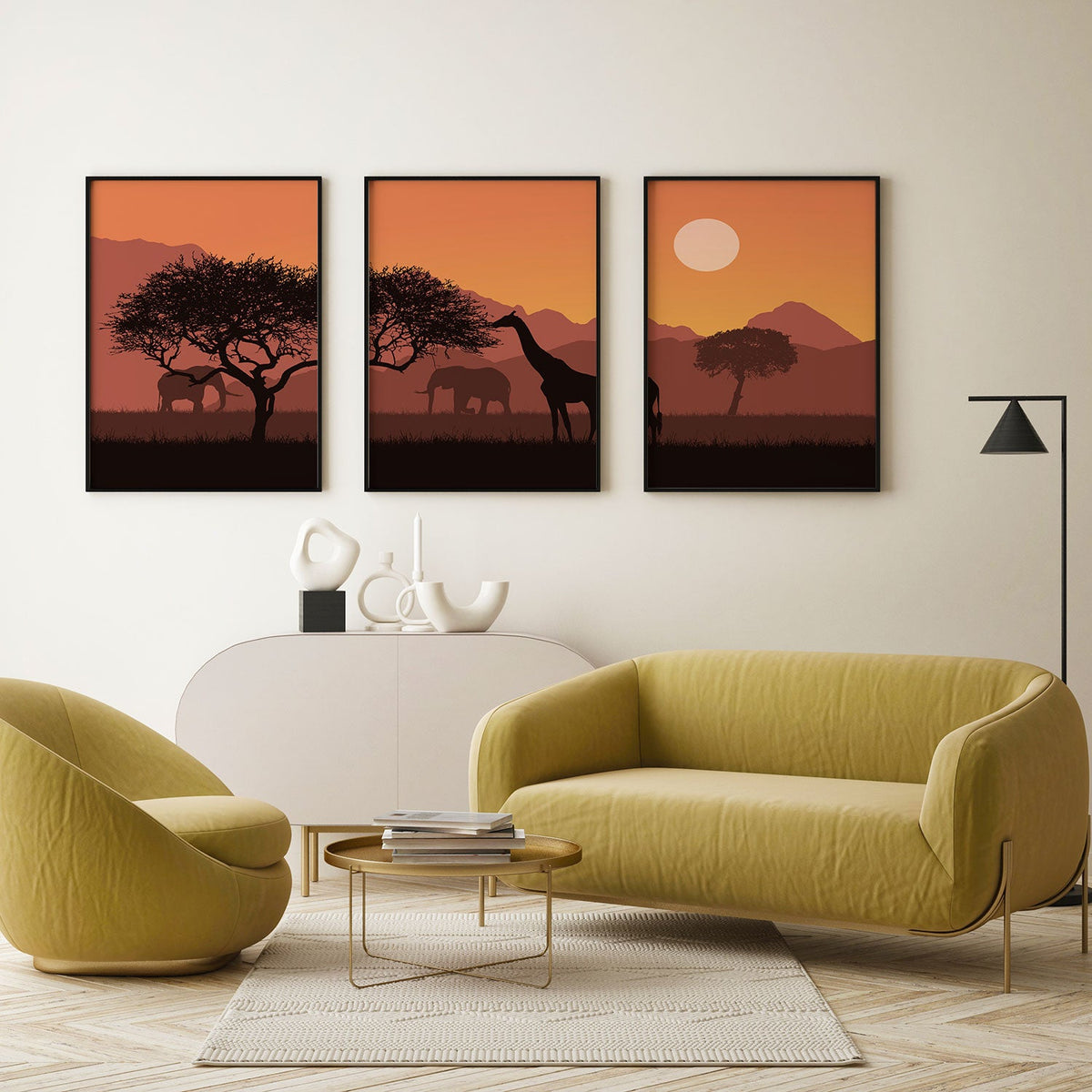 Jungle Safari, Set of 3, Set of Three Paintings