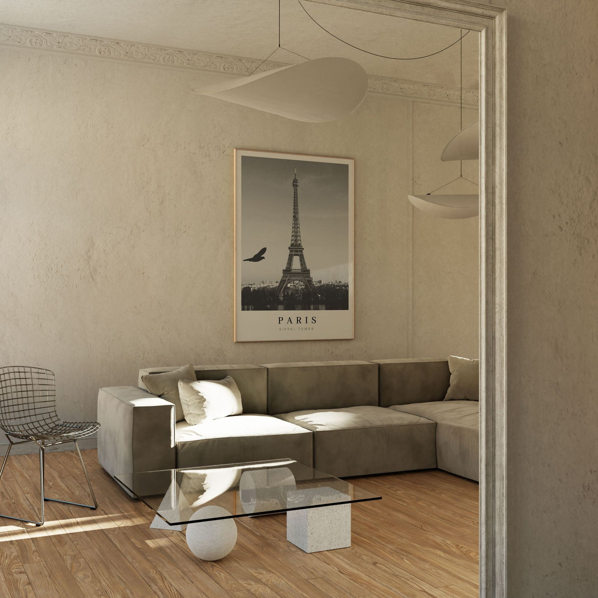 Paris Eiffel Tower BW, Black and white Painting