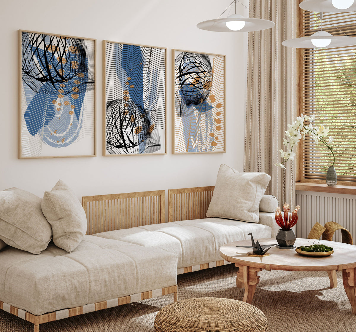 Abstract Art Minimal Cluster, Set of 3, Set of Three Paintings