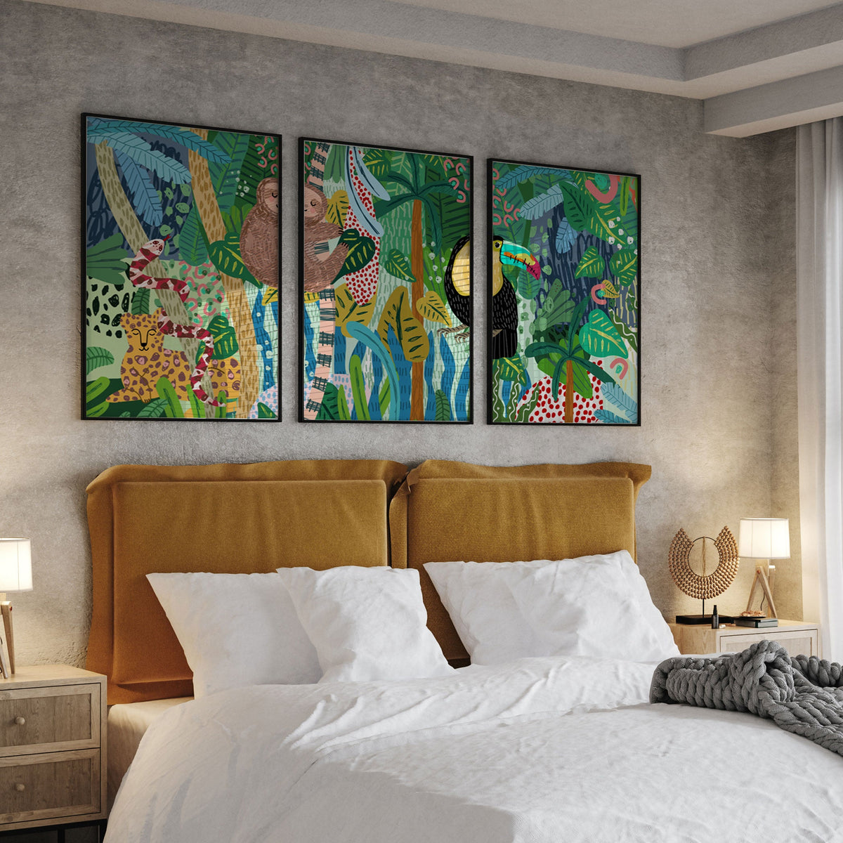 Abstract jungle, Set of 3, Set of Three Paintings