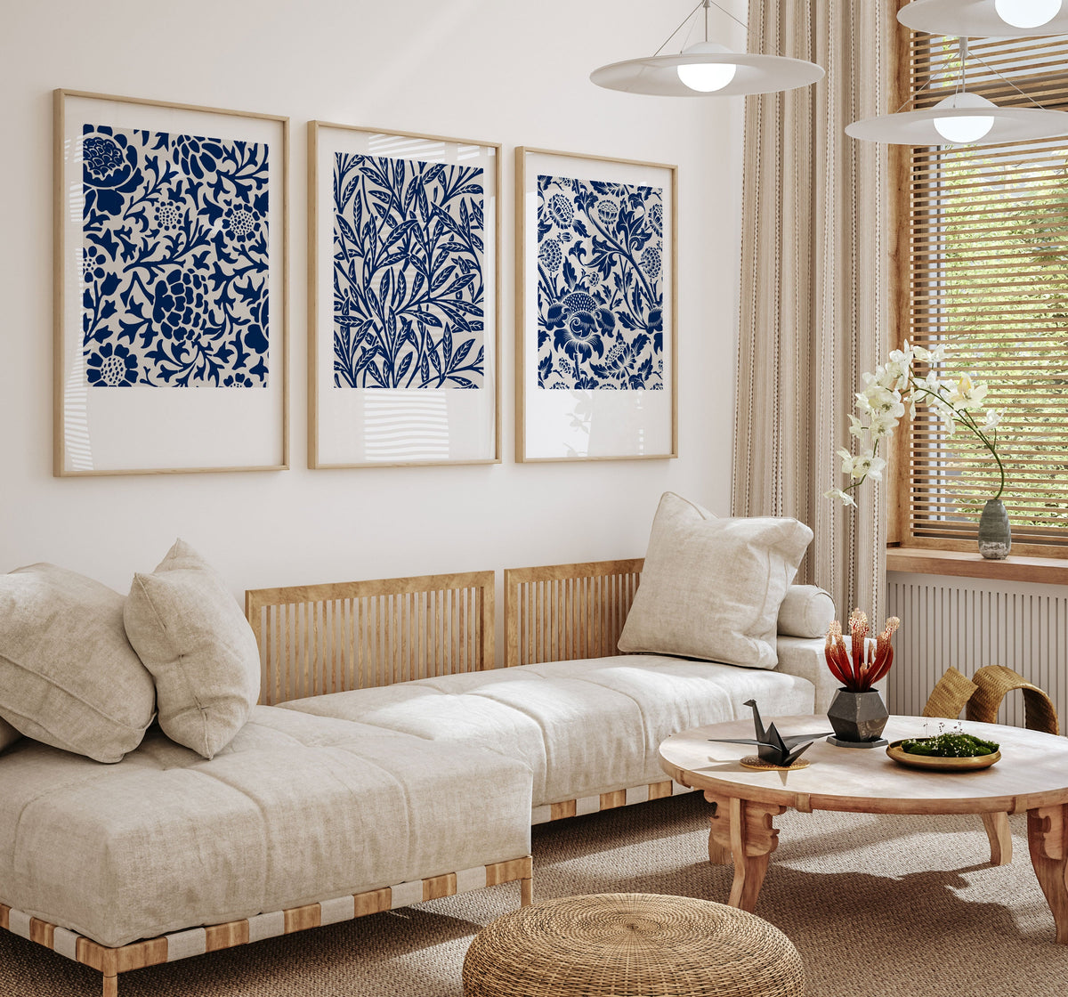 Botanical Oriental Pattern, Set of 3, Set of Three Paintings