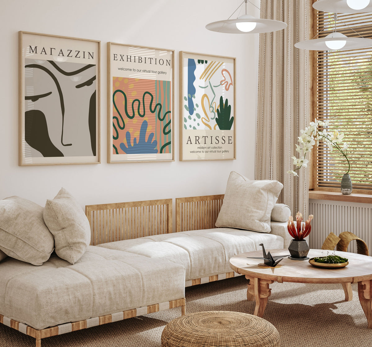 Exhibition Poster, Set of 3, Set of Three Paintings